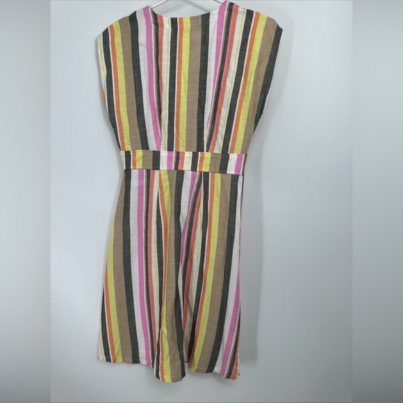 LOFT Striped Button Flare Spring Dress Women’s SIZE 0 Petite Cap Slv New - Picture 6 of 6